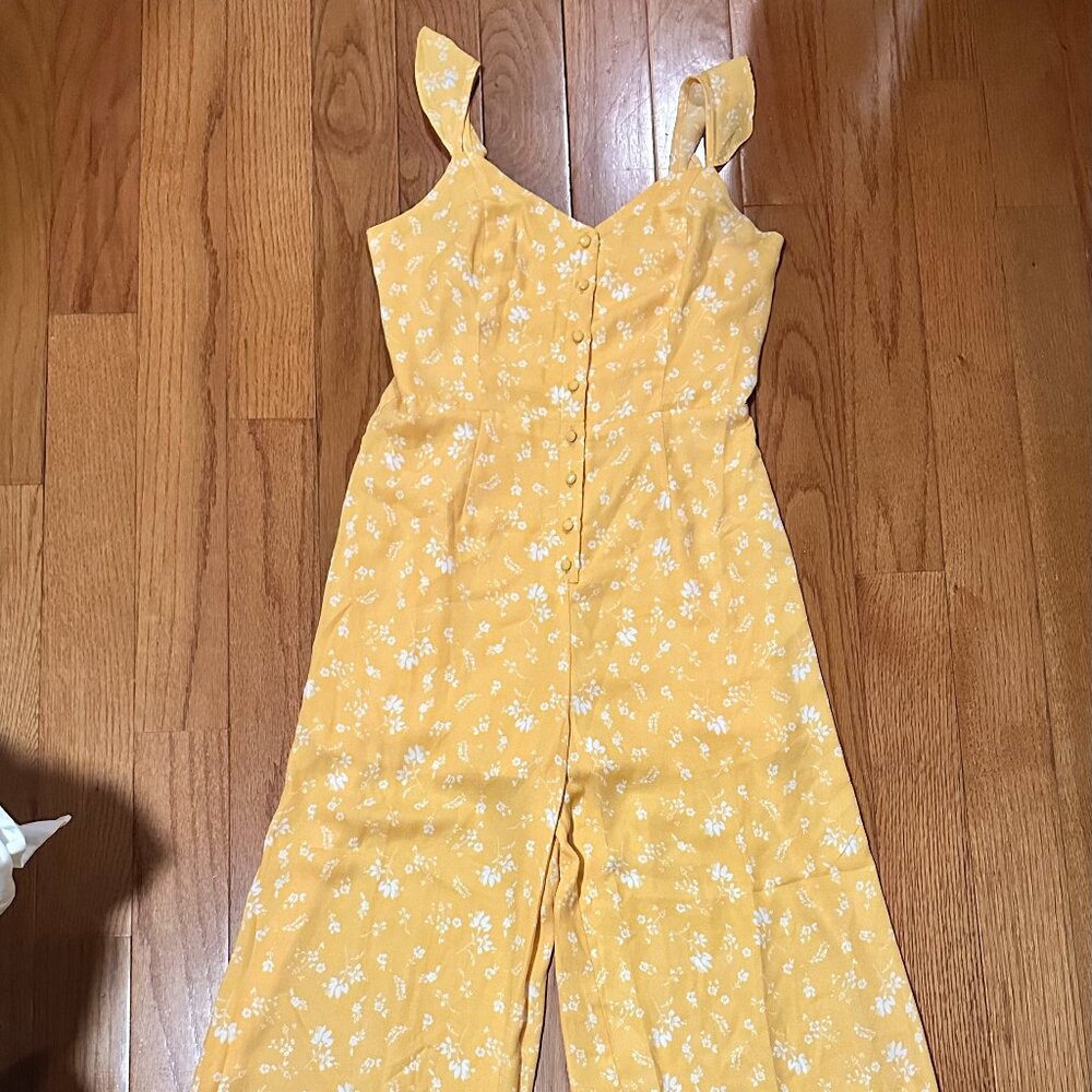 Francesca's Yellow Floral Jumpsuit